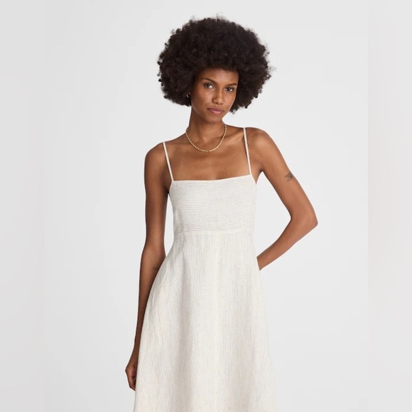 Madewell Striped Empire-Waist Midi Dress in 100% Linen - Picture 3 of 6